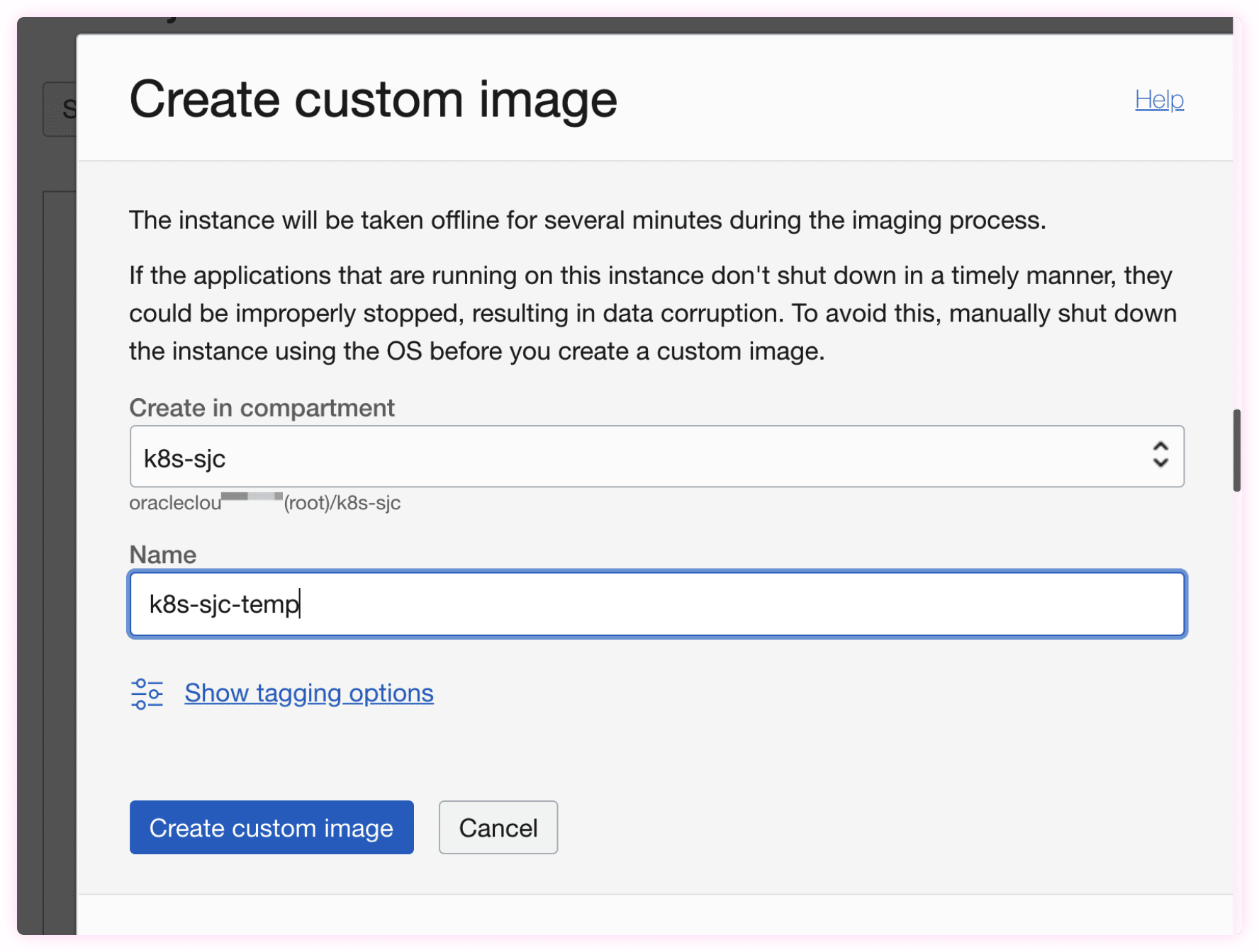 create an instance from custom image